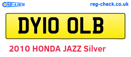 DY10OLB are the vehicle registration plates.