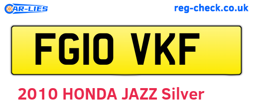 FG10VKF are the vehicle registration plates.