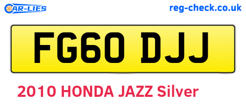 FG60DJJ are the vehicle registration plates.