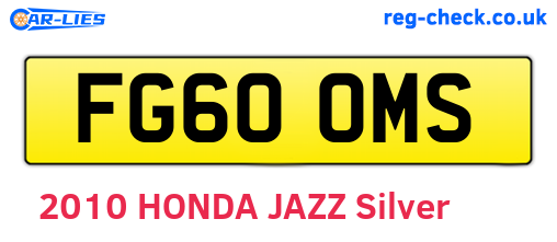 FG60OMS are the vehicle registration plates.