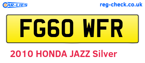 FG60WFR are the vehicle registration plates.