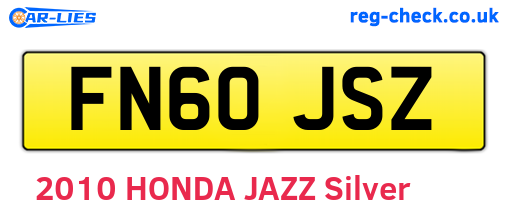 FN60JSZ are the vehicle registration plates.