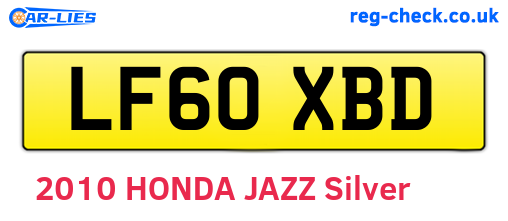 LF60XBD are the vehicle registration plates.