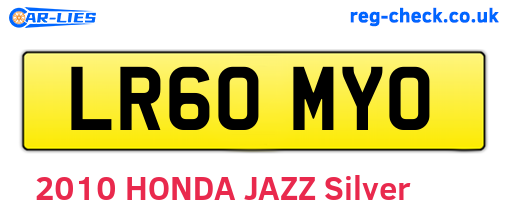 LR60MYO are the vehicle registration plates.