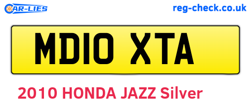 MD10XTA are the vehicle registration plates.