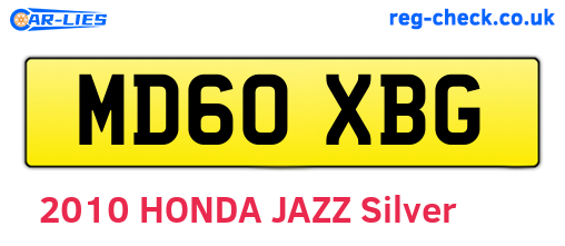 MD60XBG are the vehicle registration plates.