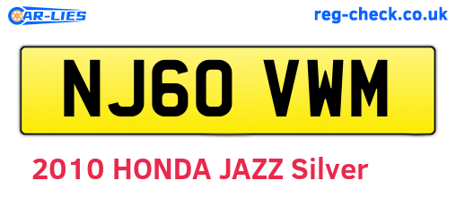 NJ60VWM are the vehicle registration plates.