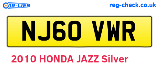 NJ60VWR are the vehicle registration plates.