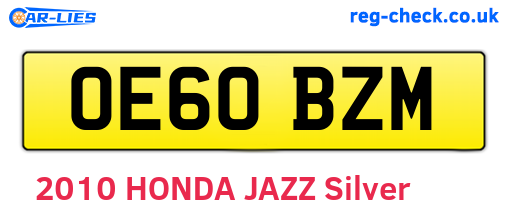 OE60BZM are the vehicle registration plates.