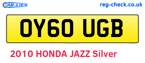 OY60UGB are the vehicle registration plates.