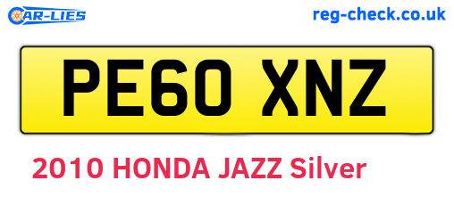 PE60XNZ are the vehicle registration plates.