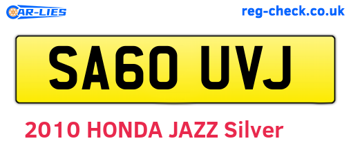 SA60UVJ are the vehicle registration plates.