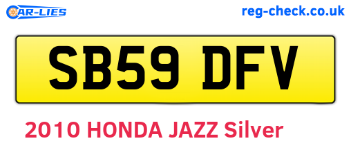 SB59DFV are the vehicle registration plates.
