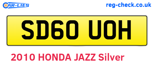 SD60UOH are the vehicle registration plates.