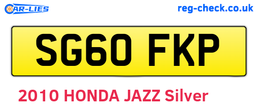SG60FKP are the vehicle registration plates.