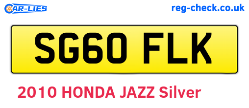 SG60FLK are the vehicle registration plates.