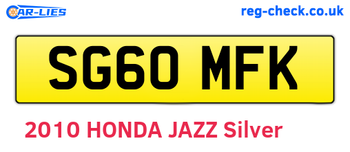 SG60MFK are the vehicle registration plates.