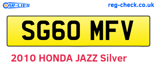 SG60MFV are the vehicle registration plates.