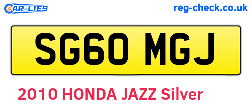 SG60MGJ are the vehicle registration plates.