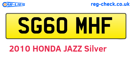 SG60MHF are the vehicle registration plates.