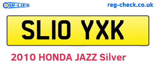 SL10YXK are the vehicle registration plates.