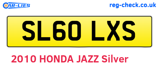 SL60LXS are the vehicle registration plates.