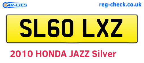 SL60LXZ are the vehicle registration plates.