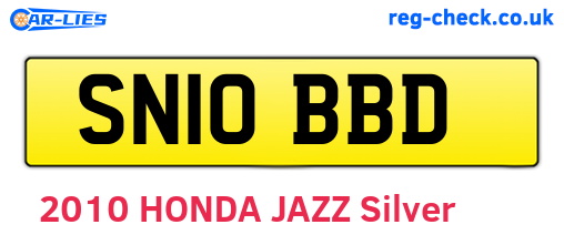 SN10BBD are the vehicle registration plates.