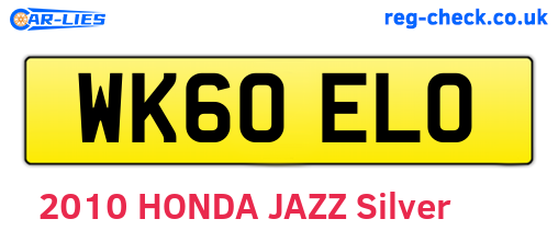 WK60ELO are the vehicle registration plates.