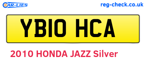 YB10HCA are the vehicle registration plates.