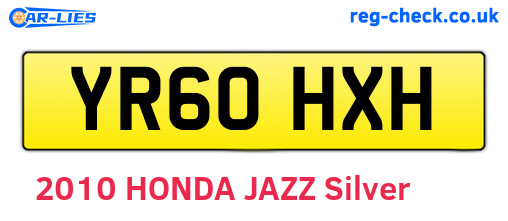 YR60HXH are the vehicle registration plates.