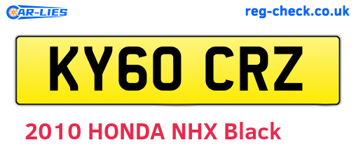 KY60CRZ are the vehicle registration plates.