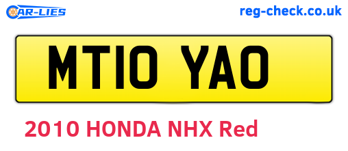 MT10YAO are the vehicle registration plates.