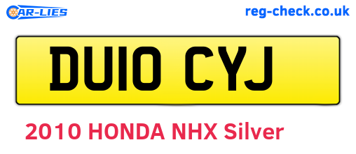 DU10CYJ are the vehicle registration plates.