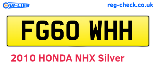FG60WHH are the vehicle registration plates.