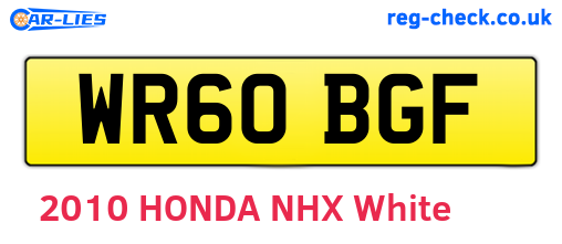 WR60BGF are the vehicle registration plates.