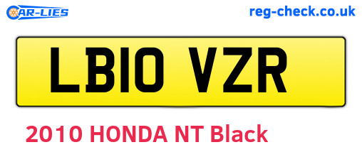 LB10VZR are the vehicle registration plates.