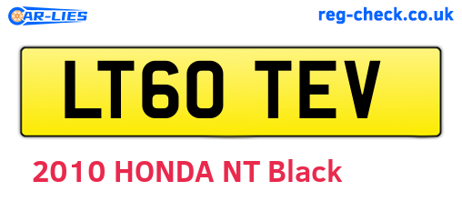 LT60TEV are the vehicle registration plates.
