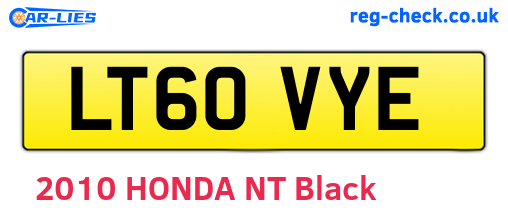 LT60VYE are the vehicle registration plates.
