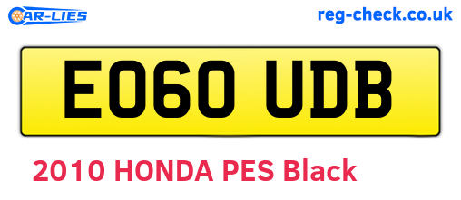 EO60UDB are the vehicle registration plates.