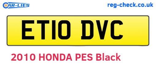 ET10DVC are the vehicle registration plates.