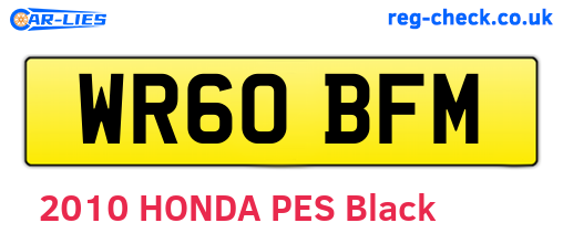 WR60BFM are the vehicle registration plates.