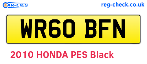 WR60BFN are the vehicle registration plates.