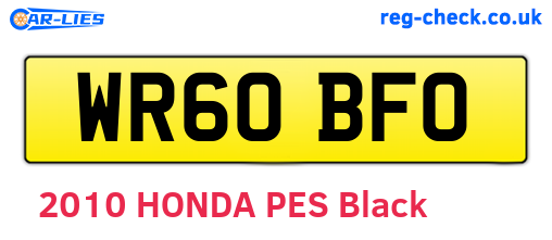 WR60BFO are the vehicle registration plates.