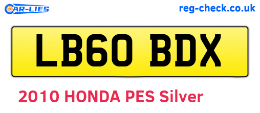 LB60BDX are the vehicle registration plates.