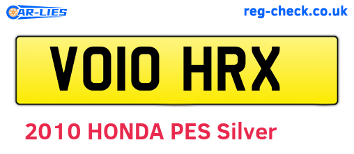 VO10HRX are the vehicle registration plates.
