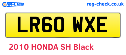 LR60WXE are the vehicle registration plates.