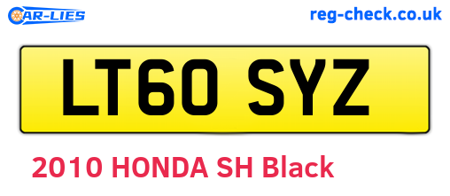 LT60SYZ are the vehicle registration plates.