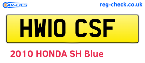 HW10CSF are the vehicle registration plates.
