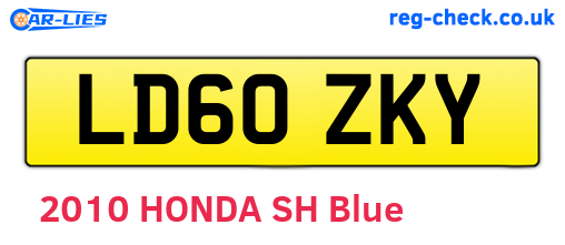 LD60ZKY are the vehicle registration plates.
